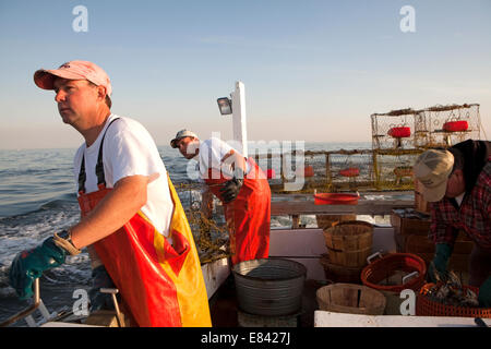 I pescatori di granchio, Tangeri isola, Eastern Shore, Maryland, Stati Uniti d'America. Foto Stock