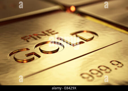 Oro Bar Close-up with Shallow DOF (illustrazioni 3D) Foto Stock