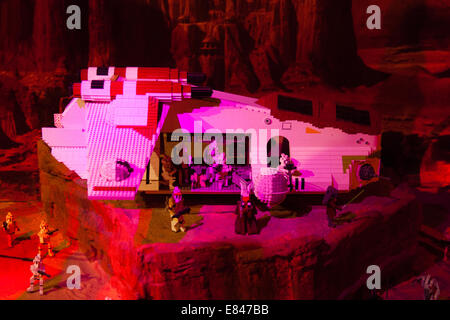 Star wars mini mondo attrazione a Legoland Windsor, Londra, Inghilterra, Regno Unito. Foto Stock