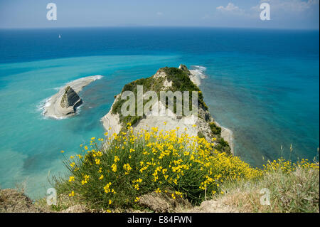 Cape Drastis nel nord-ovest dell'isola di Corfu in Grecia Foto Stock