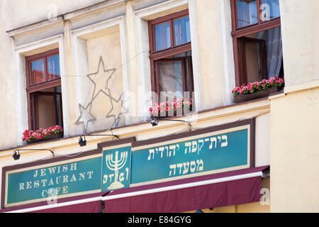 Ariel Jewish Restaurant Cafe nella Città Vecchia, Cracovia in Polonia Foto Stock