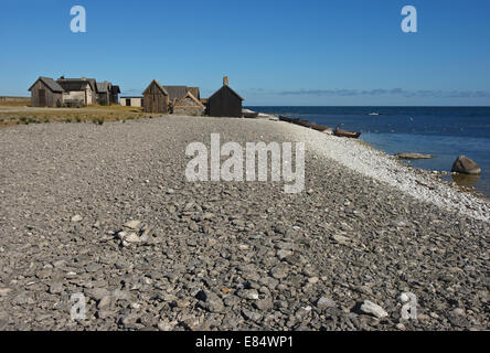 Il villaggio di pescatori Helgumannen vicino Langhammars su Fårö, Gotland, Svezia e Scandinavia Foto Stock