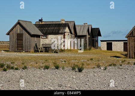 Il villaggio di pescatori Helgumannen vicino Langhammars su Fårö, Gotland, Svezia e Scandinavia Foto Stock