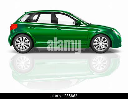 Verde 3D Auto berlina illustrazione Foto Stock