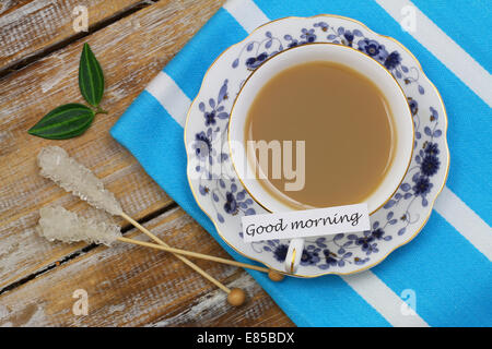 Buona mattina card con tazza di tè inglese Foto Stock