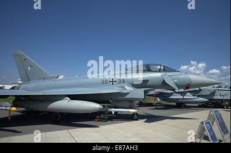 Schoenefeld, Germania, Euro Fighter Typhoon uno della Bundeswehr presso la ILA 2014 Foto Stock