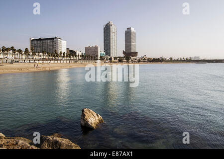 Vista della costa di Barcellona Foto Stock