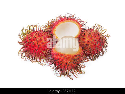 Fresca frutta rambutan isolati su sfondo bianco Foto Stock