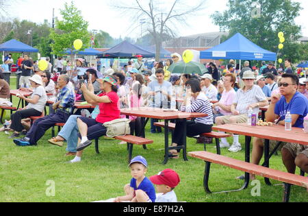 La folla in un parco a eventi comunitari in Richmond Hill, Canada Foto Stock