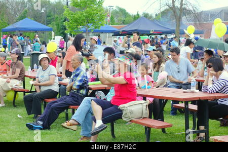 La folla in un parco a eventi comunitari in Richmond Hill, Canada Foto Stock