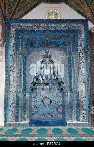 Preghiera di nicchia, la Moschea di Esrefoglu, la moschea di Seljuk con colonne di legno, Beyşehir, Konya Provincia, Anatolia centrale regione, Anatolia Foto Stock