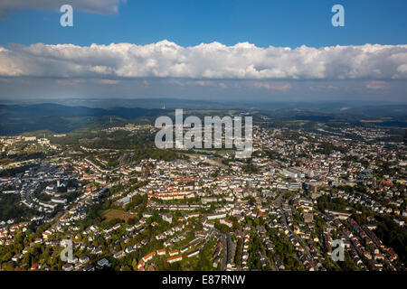 Vista aerea, Lüdenscheid, Renania settentrionale-Vestfalia, Germania Foto Stock