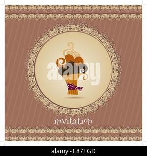 Scheda Vintage con cupcake Illustrazione Vettoriale