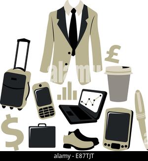 Illustrazione Vettoriale di bussiness man set accessori. Illustrazione Vettoriale