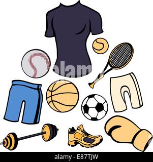 Illustrazione Vettoriale dell'uomo set accessori relativi allo sport dello stile di vita. Illustrazione Vettoriale