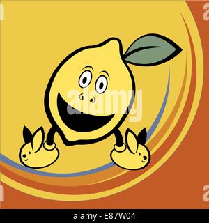 Illustrazione Vettoriale di divertenti e carino il limone su uno stile rétro Illustrazione Vettoriale