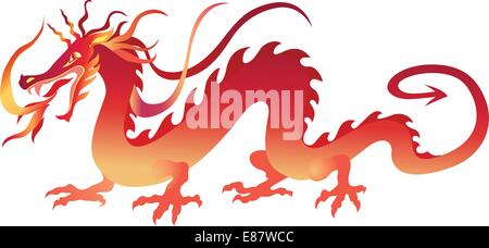 Illustrazione Vettoriale di angry red dragone cinese in un tatuaggio/ tribal style Illustrazione Vettoriale