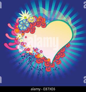 Vettore di illustraition elegante cornice floreale con forma di cuore Illustrazione Vettoriale