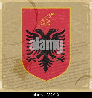 Stemma di Albania sul vecchio francobollo Illustrazione Vettoriale