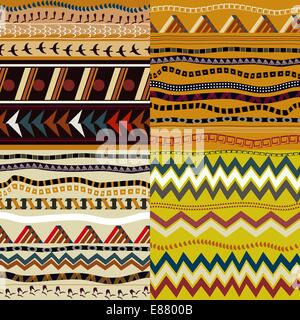 Serie di modelli senza giunture in stile africano Illustrazione Vettoriale