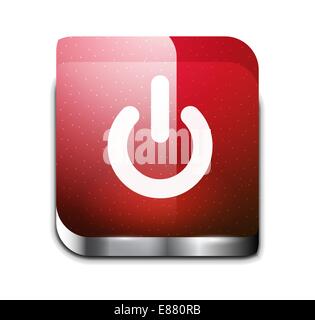 Piazza lucida del pulsante di alimentazione Illustrazione Vettoriale