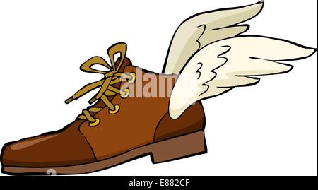 Scarpa con ali su uno sfondo bianco illustrazione vettoriale Illustrazione Vettoriale