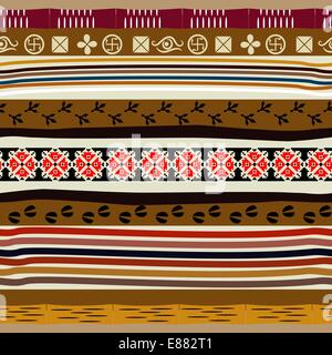 Modello senza giunture nella tribù di stile con tracce di animali e uccelli Illustrazione Vettoriale