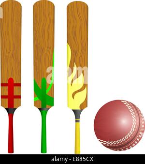 Mazze da cricket e sfera Illustrazione Vettoriale