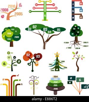 Set di vettore di albero infografico i modelli di progettazione Illustrazione Vettoriale