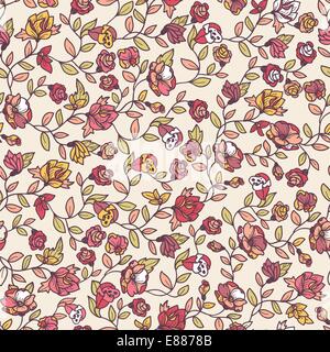 Vettore seamless floral pattern con piccoli fiori che sbocciano Illustrazione Vettoriale