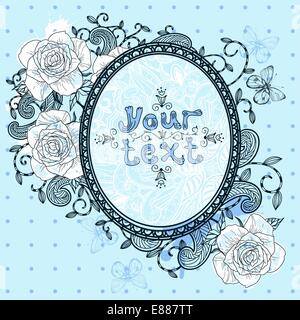 Vettore cornice floreale con rose in fiore Illustrazione Vettoriale