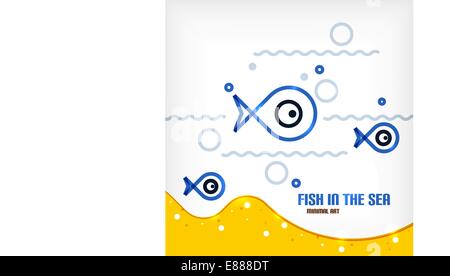 Vettore di mare Pesce e line art background Illustrazione Vettoriale