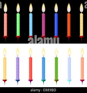 Set di candele accese per la vacanza Illustrazione Vettoriale