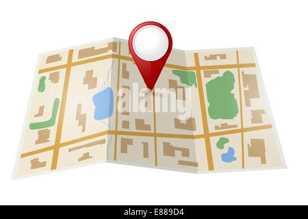 Mappa con puntatore rosso Illustrazione Vettoriale