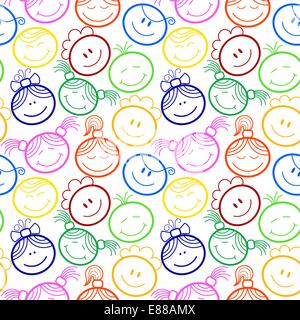 Modello senza cuciture con bambini&rsquo;s volti Illustrazione Vettoriale