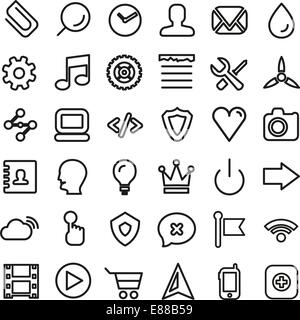 Linea Web icon set. Ultra sottile isolato le icone su bianco Illustrazione Vettoriale