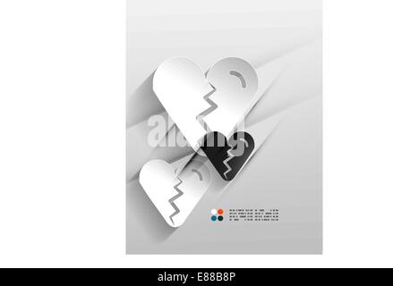 Vector cuore spezzato carta 3d design Illustrazione Vettoriale
