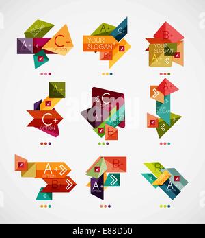 L'opzione del vettore i banner di raccolta. Può essere utilizzato come modello infografico, business card design, astratti simboli geometrici, multiuso elementi web Illustrazione Vettoriale