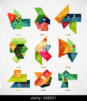 L'opzione del vettore i banner di raccolta. Può essere utilizzato come modello infografico, business card design, astratti simboli geometrici, multiuso elementi web Illustrazione Vettoriale