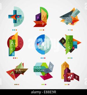 L'opzione del vettore i banner di raccolta. Può essere utilizzato come modello infografico, business card design, astratti simboli geometrici, multiuso elementi web Illustrazione Vettoriale