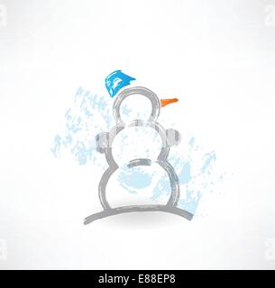 Pupazzo di neve icona grunge Illustrazione Vettoriale