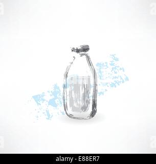 Bottiglia di latte icona grunge Illustrazione Vettoriale