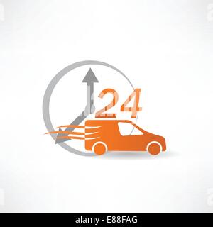 Consegna auto ventiquattro ore al giorno icona Illustrazione Vettoriale