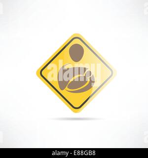 Posto per le madri con bambini giallo icona segno Illustrazione Vettoriale