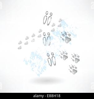 Tracce di animali icona grunge Illustrazione Vettoriale