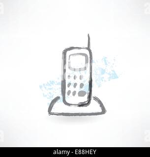 Radiotelefono icona grunge. Illustrazione Vettoriale