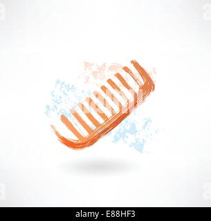 Pettine icona grunge. Illustrazione Vettoriale