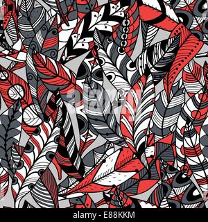 Vector seamless pattern con abstract piume colorate Illustrazione Vettoriale