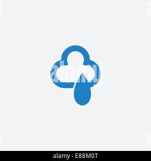 Il cloud con gocce di pioggia icona Illustrazione Vettoriale
