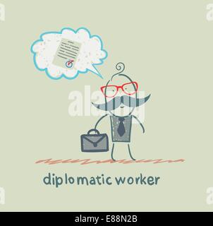 Lavoratori diplomatici pensa al documento Illustrazione Vettoriale